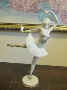 Hutschenreuther Germany G. Werder White And Gold Porcelain Figurine Dancer Girl - Picture 1 of 10