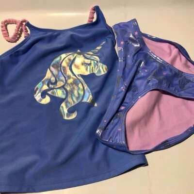 Tankini unicornio Cat and Jack nuevo con etiquetas púrpura con holograma unicornio Foto 1 de 2