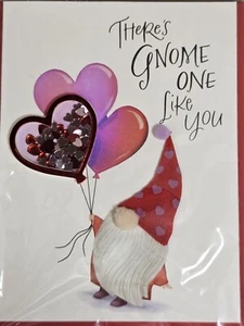 PAPYRUS 3D CONFETTI HEART BALLOONS GNOME VALENTINE'S DAY CARD - Picture 1 of 4