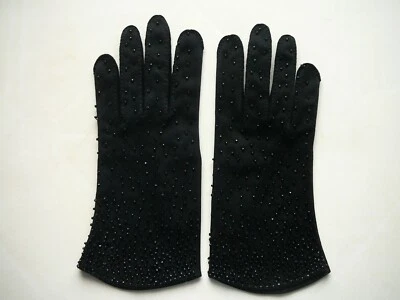 Vintage Crescendoe Ladies Black Tailored Gloves W/ Black Beads-Size 7 - Image 1 of 4