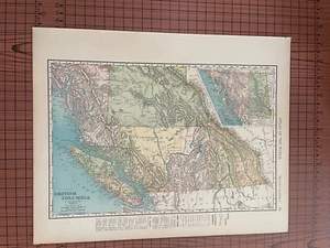 Mapa antiguo de Columbia Británica de la década de 1890 Rand McNally 1899 mapa a color de América del Norte - Imagen 1 de 6