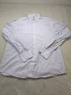 Camisa Ledbury Para Hombre Pequeña Púrpura Ajustada Lino Algodón Abotonada Calce Clásico Foto 1 de 4