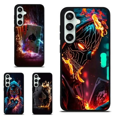 Skull Poker Card Ghost fire For Samsung S25 S24 S23 S21 S22 FE Ultra Tough Cover - Image 1 of 4
