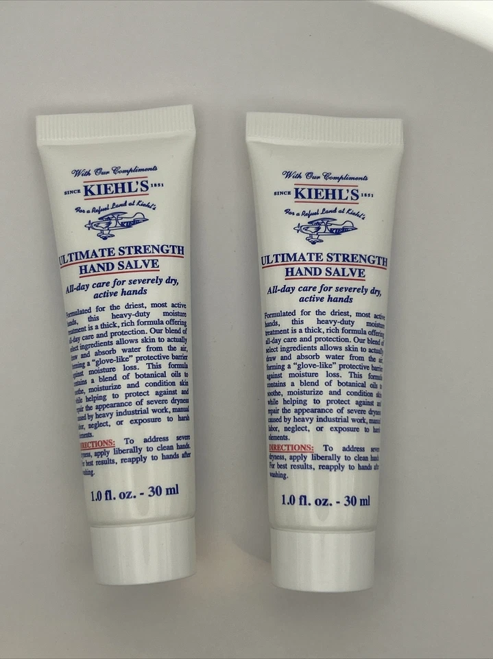 2x Kiehls Ultimate Strength Hand Salve Cream Lotion Travel 1 oz / 30mL Lot of 2 - Image 1 of 1