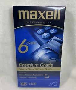 Maxell Blank VHS Video Cassette Tape Premium Grade T-120 6 Hours SEALED Record - Picture 1 of 9