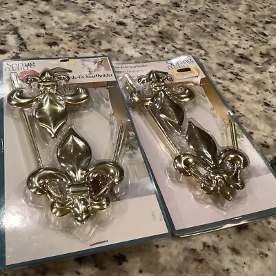 Spring Maid Magic Scarf Holder Swag Holder Curtain Drape Holder Fleur De Liz 3 - Image 1 of 3