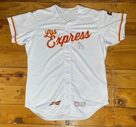 Autographed Round Rock Express Los Express Minor League Baseball Jersey 48 Cover