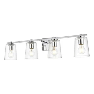 Kacey 4-Light Iron & Glass Bath Sconce in Chrome/Clear - Picture 1 of 7