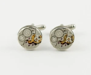 Gemelos de movimiento de reloj -- máquina circular industrial con engranajes Steampunk - Imagen 1 de 3