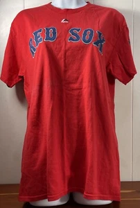 Boston Red Sox David Ortiz 34 Majestic Red T-Shirt M Cotton Final Season - Picture 1 of 12