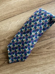Men’s Vintage Alpi Tie Navy Blue With Red Green Retro Design Silk - Bild 1 von 3