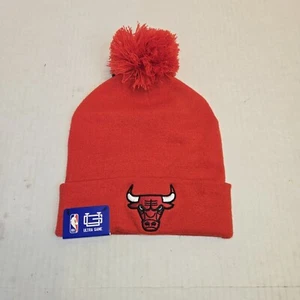 Chicago Bulls Knit Beanie Hat w/Cuff & Pom Pom Red 100% Acrylic NBA NOS w/ Tag - Picture 1 of 3