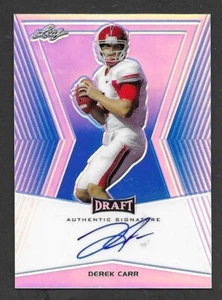 DEREK CARR 2014 Leaf DRAFT AUTOGRAPH Auto RC #'d 15/50 New Orleans Saints QB - Picture 1 of 5