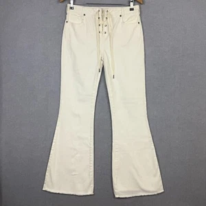 Zimmermann Jeans Womens 2 White Flared Goldie Lace Up Stretch High Waist - Picture 1 of 10