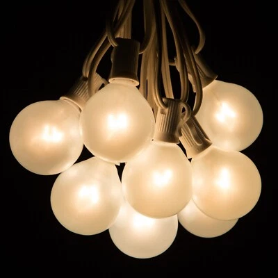 HOMETOWN EVOLUTION, INC. G50 Frosted White Outdoor Globe Patio String Lights White Wire