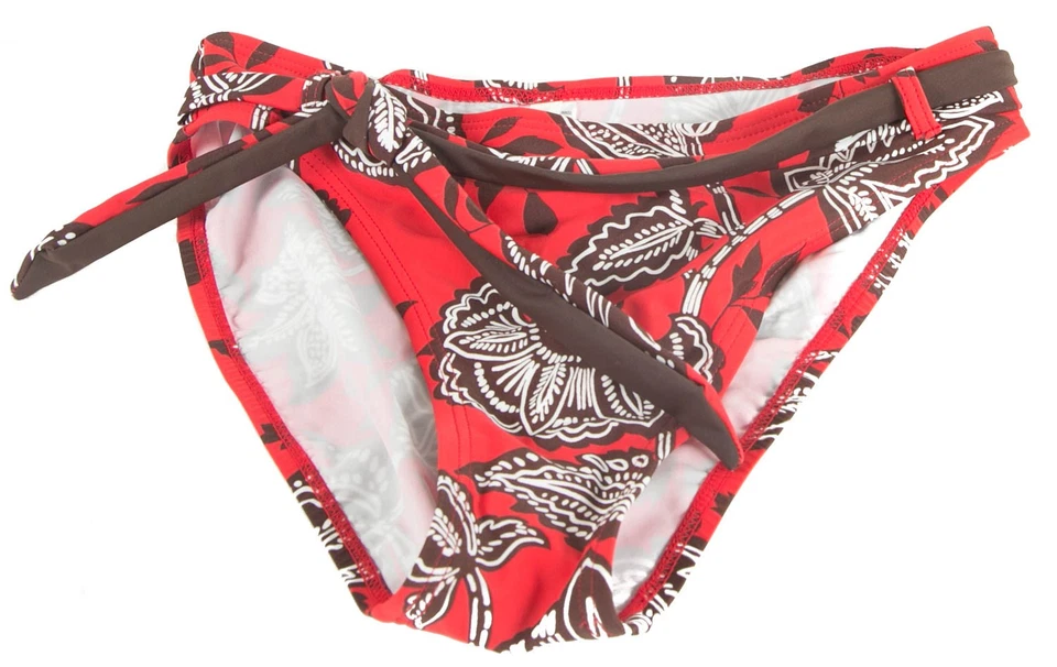 Tropical Honey Red Brown Floral Print Bikini Swim Bottom - Image 1 of 1