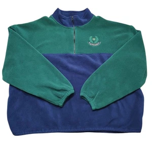 VTG Notre Dame Fighting Irish 1/4 Zip Fleece Pullover USA Made XXL Blue Gree - Picture 1 of 12