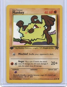 Pokemon Team Rocket 1st Edition Mankey #61/82 Common Vintage - Picture 1 of 2