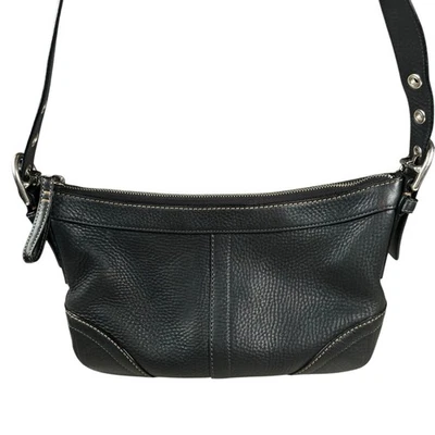 Vtg COACH Leather Purse Satchel Hand Bag F12321 MADISON Black Pebble Adjuststrap - Image 1 of 4