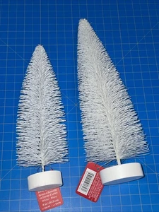 Ashland White Bottle Brush Trees Lot Of 2 Tabletop Decor Terrain Winter Village - Picture 1 of 3