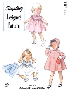 Coat Bonnet Dress Sewing Pattern Simplicity 8367 6 Month - Picture 1 of 7
