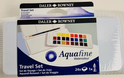 NEW! AQUAFINE Daler Rowney 24-pc Watercolour Travel Box Set - SHIPS SAME DAY! - Image 1 of 3
