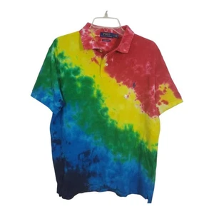 Polo Ralph Lauren Mens Rainbow Tie Dye Polo Shirt NWT Size Large Custom Slim Fit - Picture 1 of 10