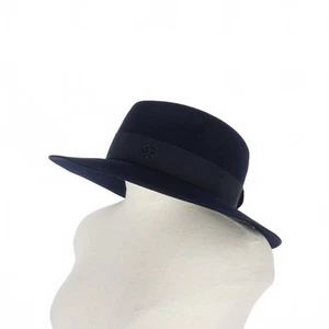 Maison Michel Henrietta Wool Felt Hat Navy Ladies M - Picture 1 of 4