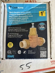 Cash Acme EB45 Pressure Regulating Valve Double Union 1 Inch Metal Top 60 PSI - Picture 1 of 6