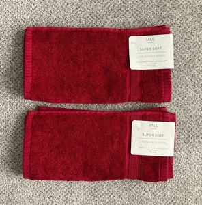 2 x NEW M&S Ruby Super Soft Antibacterial Finish 2 Pack Face Towels 550 GSM - Picture 1 of 3