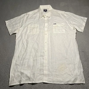 Vtg LRG Lifted Research Group Shirt Mens 3XL White Linen Short Sleeve Beach - Picture 1 of 10
