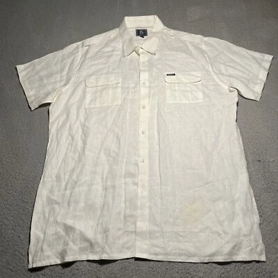 Vtg LRG Lifted Research Group Shirt Mens 3XL White Linen Short Sleeve Beach - Image 1 of 4