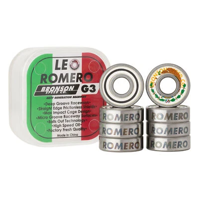 Bronson Speed Co Skateboard Bearings Leo Romero Pro G3 White