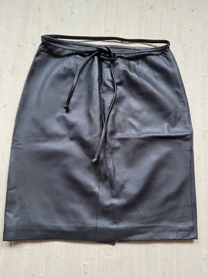 DE COLECCIÓN LORD&TAYLOR Mujer Falda Cuero Suave Lápiz Forrado Cinturón Ranura Negra Talla 8 Foto 1 de 4