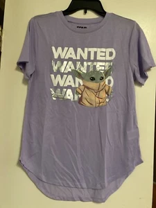 Star Wars Shirt Womens Purple Wanted Baby Yoda Graphic Soft Top size L XL NEW - Picture 1 of 3