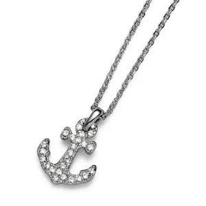 NEW Oliver Webber Collection Anchor Pendant Swarovski Crystal - 40cm/3cm Ext. - Picture 1 of 1