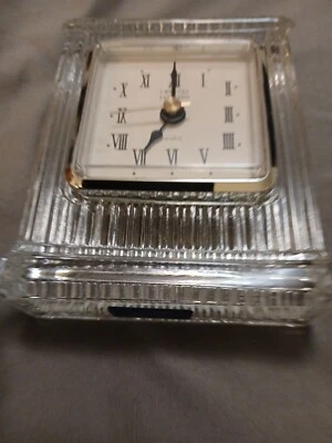 Godinger 24% Lead Crystal Clock Madison Avenue Hand Crafted, Heavy! For Parts  - Image 1 of 4