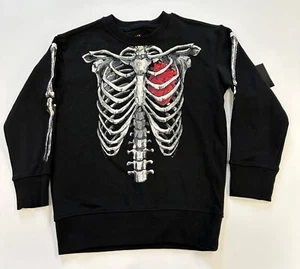 Boys' Small (6/7) Halloween Skeleton Heart Graphic Long Sleeve Sweatshirt - Picture 1 of 1