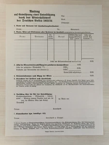 Vordruck Antrag Gewährung Unterstützung durch WHW 1933/34, VL(S2/F13) - Bild 1 von 2