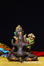 5.2" China Tibetan Buddhism Tibet Pure copper Hand-carved Painted Happy Buddha
