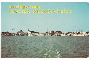 TANGIER ISLAND Boats Chesapeake Bay Greetings From Virginia Postcard VA  - Picture 1 of 2