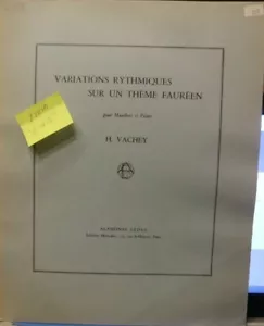 Oboe & Piano Variations Rythmiques Sur un Theme Faureen By H Vachey New Copy C43 - Picture 1 of 4