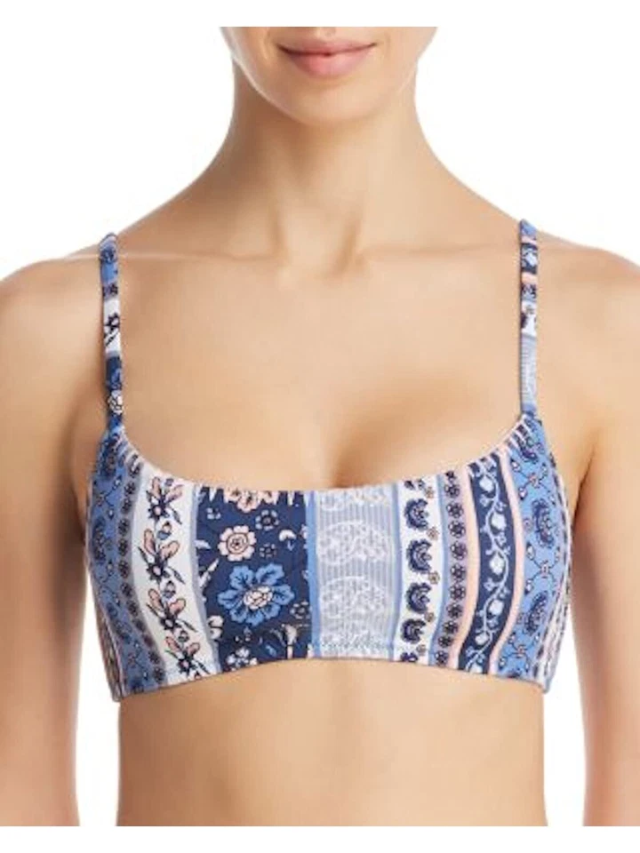 MINKPINK Bounty Scoop Bikini Top Blue Multi Size S