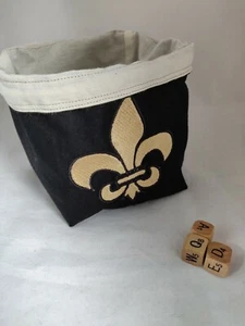Gold Fleur de Lis Dice Bag, Square Base Reversible Drawstring Tile Pouch,  D&D - Picture 1 of 4