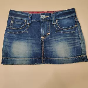 Edwin Denim Mini Micro Skirt Size 10 Jean Faded Low Rise 90's y2k Club Party - Picture 1 of 8