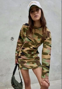 PE Nation Dress Size Small US 4 Precinct Long Sleeve Knee Length Camo Print - Picture 1 of 16