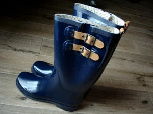 Botas de lluvia altas brillantes Chooka para mujer Top liso azul medianoche - talla US 8 - Imagen 1 de 5