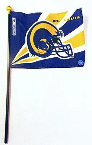 St Louis Rams 4in x 6in Flag on 10in Stick Emerson USA NFL Licensed Cover