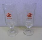 2 Vintage AC Adolph Coors Stemmed Beer Glasses 7&quot; textured rippled