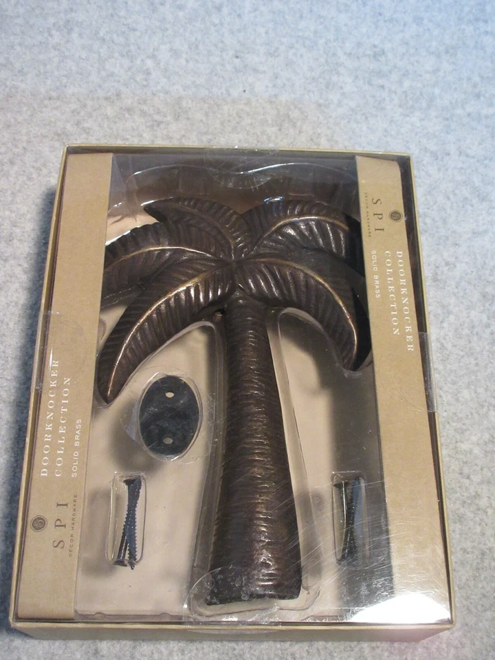 ALDABA PUERTA PALMERA Decorativa Latón Sólido por SPI Nueva En BoX Foto 1 de 1